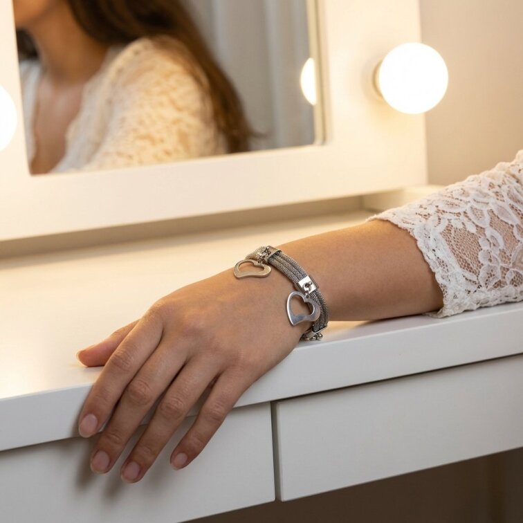 Dámský náramek ocelový srdce CKR782