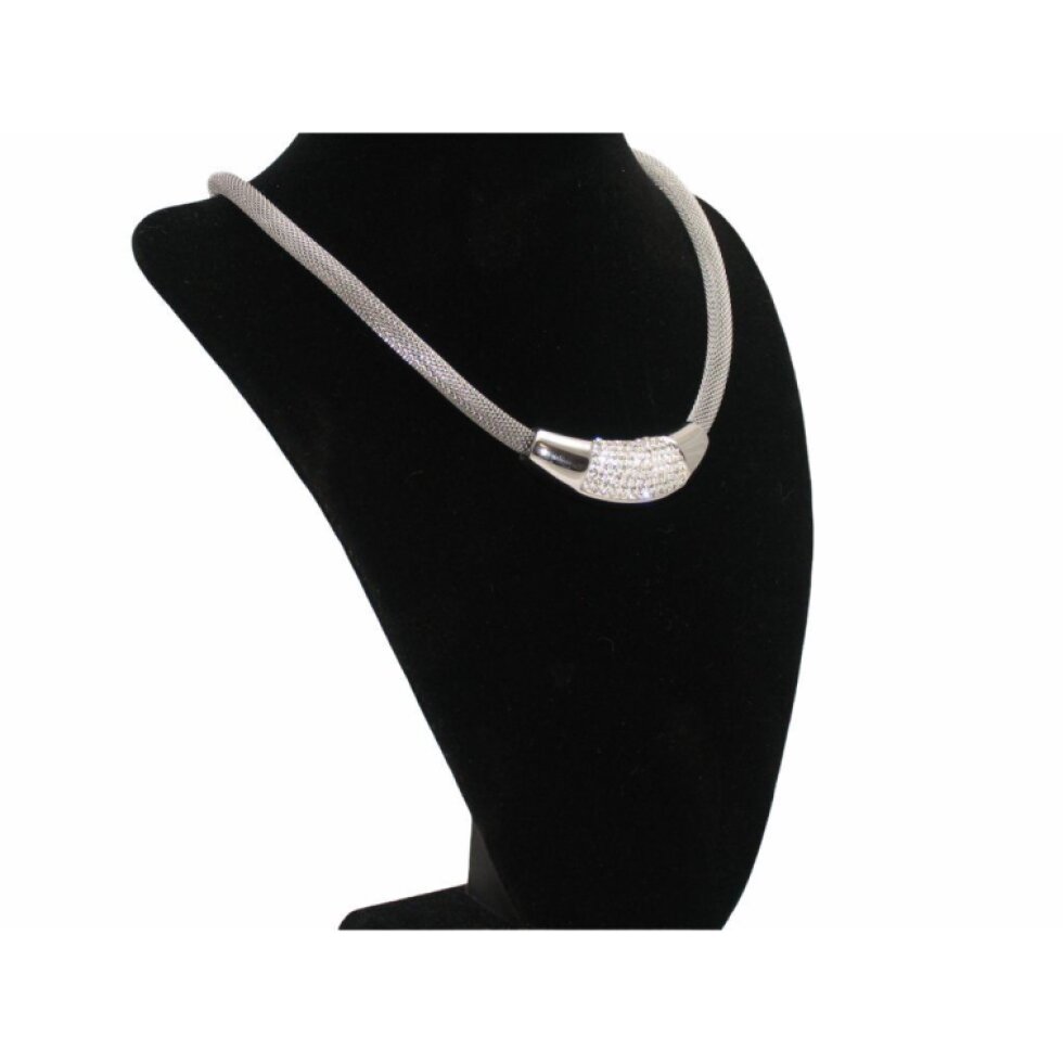 Luxusní dámský ocelový náhrdelník s krystalky