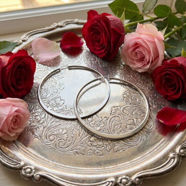 Elegantní ocelové náušnice kruhy 6,5 cm - lesklý povrch