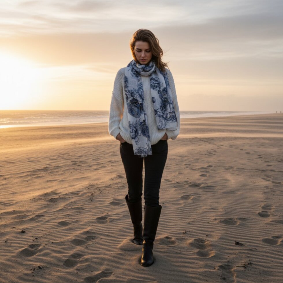 Dámská šála Florela-wa-133, květinový vzor, 180×70 cm