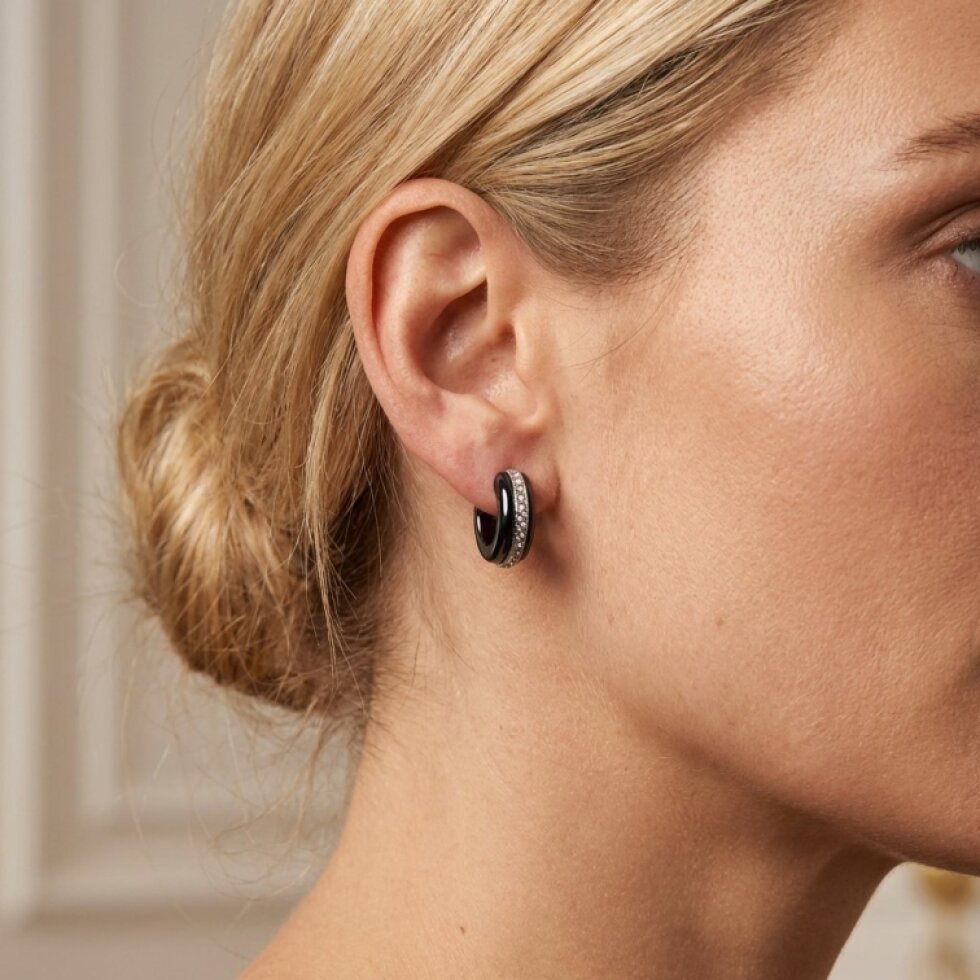 Náušnice chirurgická ocel / porcelán 12 mm Black