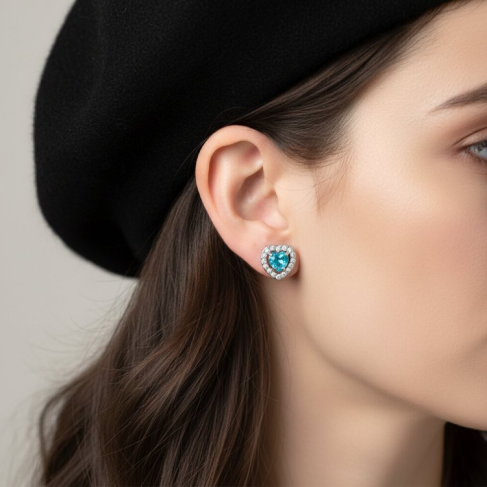 Nerina EW 336 - Ocelové náušnice s akvamarínovým zirkonem