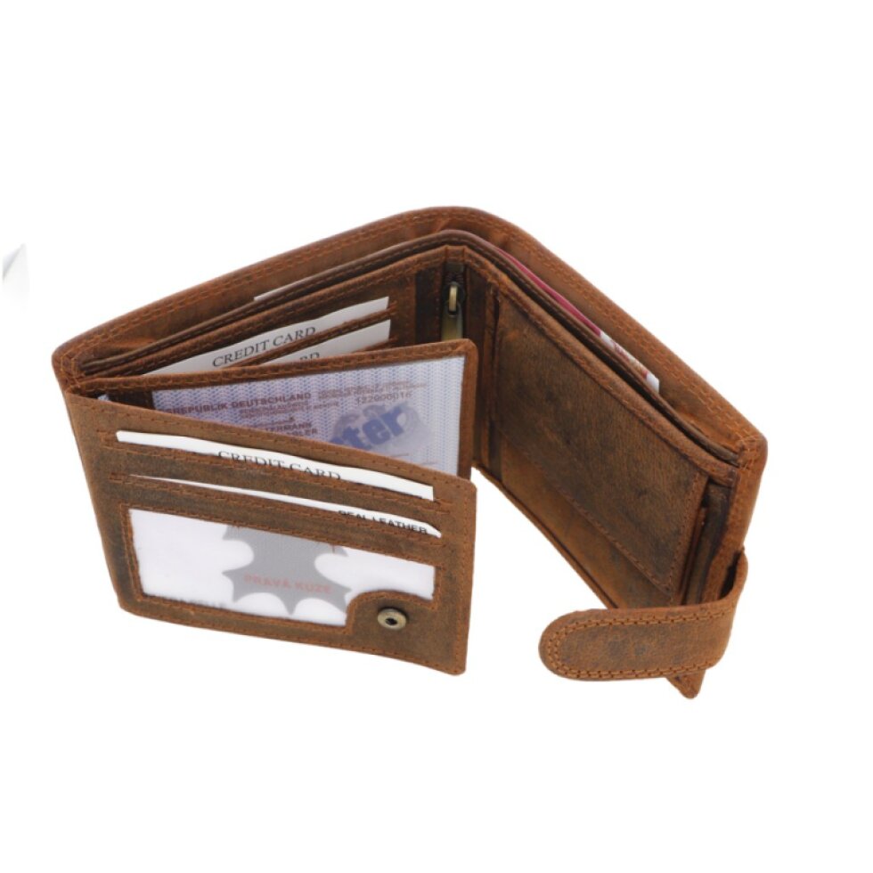 Pánská kožená peněženka hnědá s motivem Buldočka