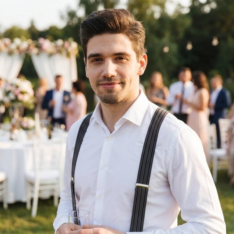 Kšandy pánské, šedé pruhované MB2043