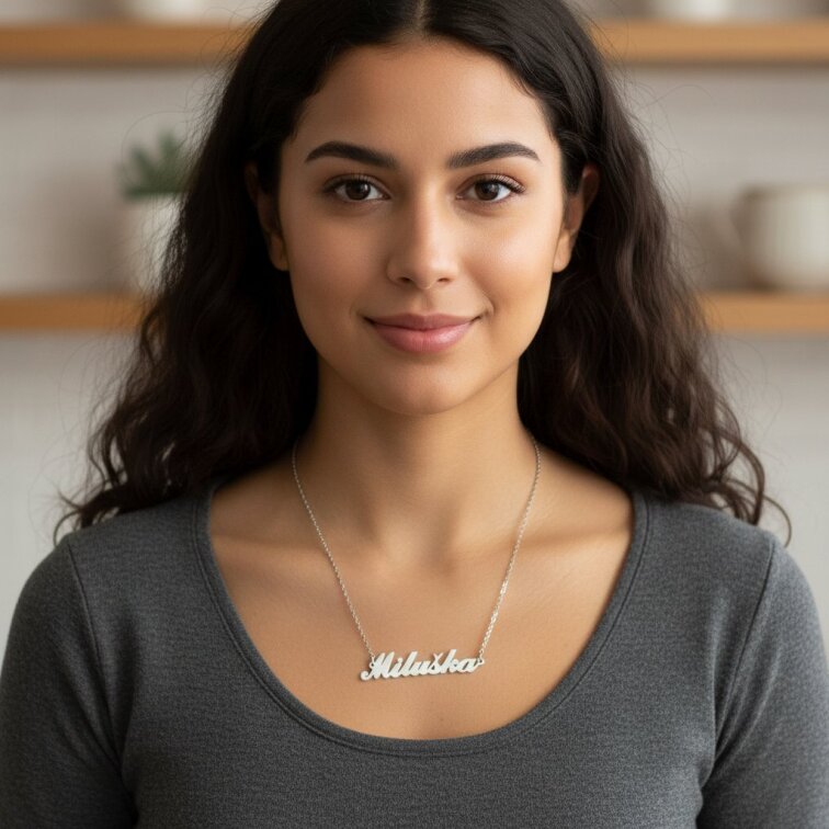 Řetízek z oceli se jménem Miluška stříbrný