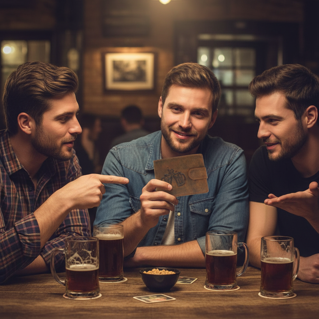 Pánská kožená peněženka hnědá s motivem Piva