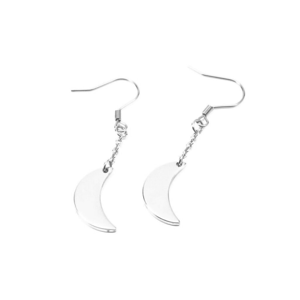 Elegantní visací náušnice s měsíčním designem z chirurgické oceli