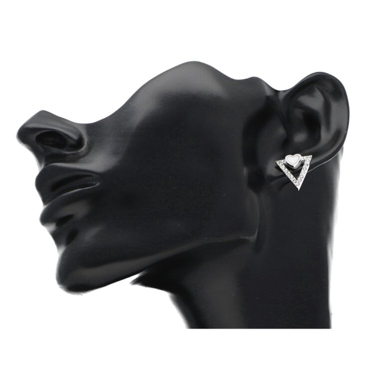 Luxusní stříbrné náušnice V s krystalky z chirurgické oceli