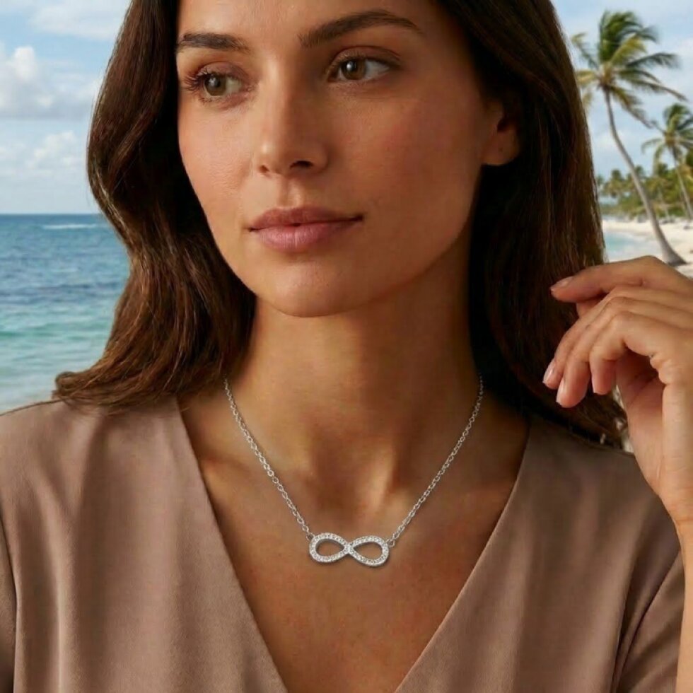 Ocelový přívěsek nekonečno se zirkony 32