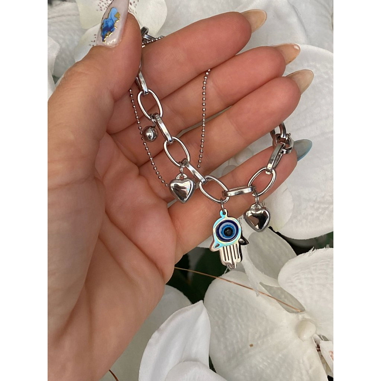 Stříbrný náramek z chirurgické oceli KSM621