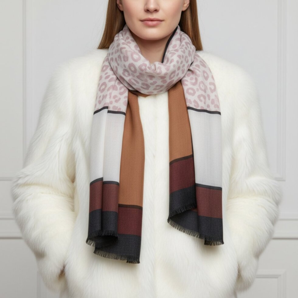 Wildora-wa Barevný šátek 180x78 cm - Zvířecí a Geometrický Vzor