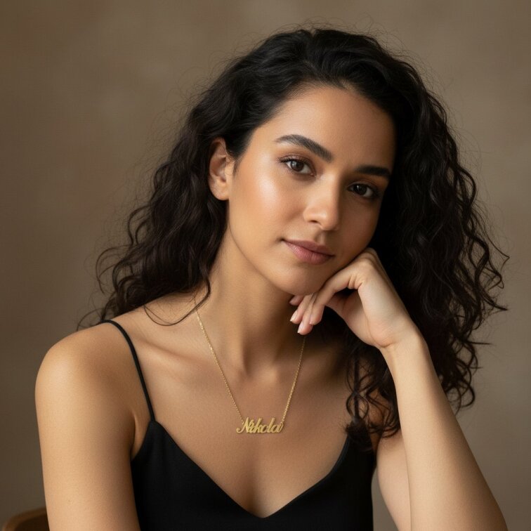 Řetízek z oceli se jménem Nikola zlatá ocel