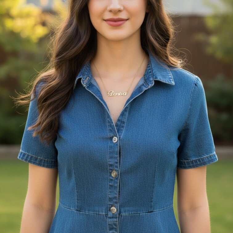 Řetízek z oceli se jménem Denisa zlatá ocel