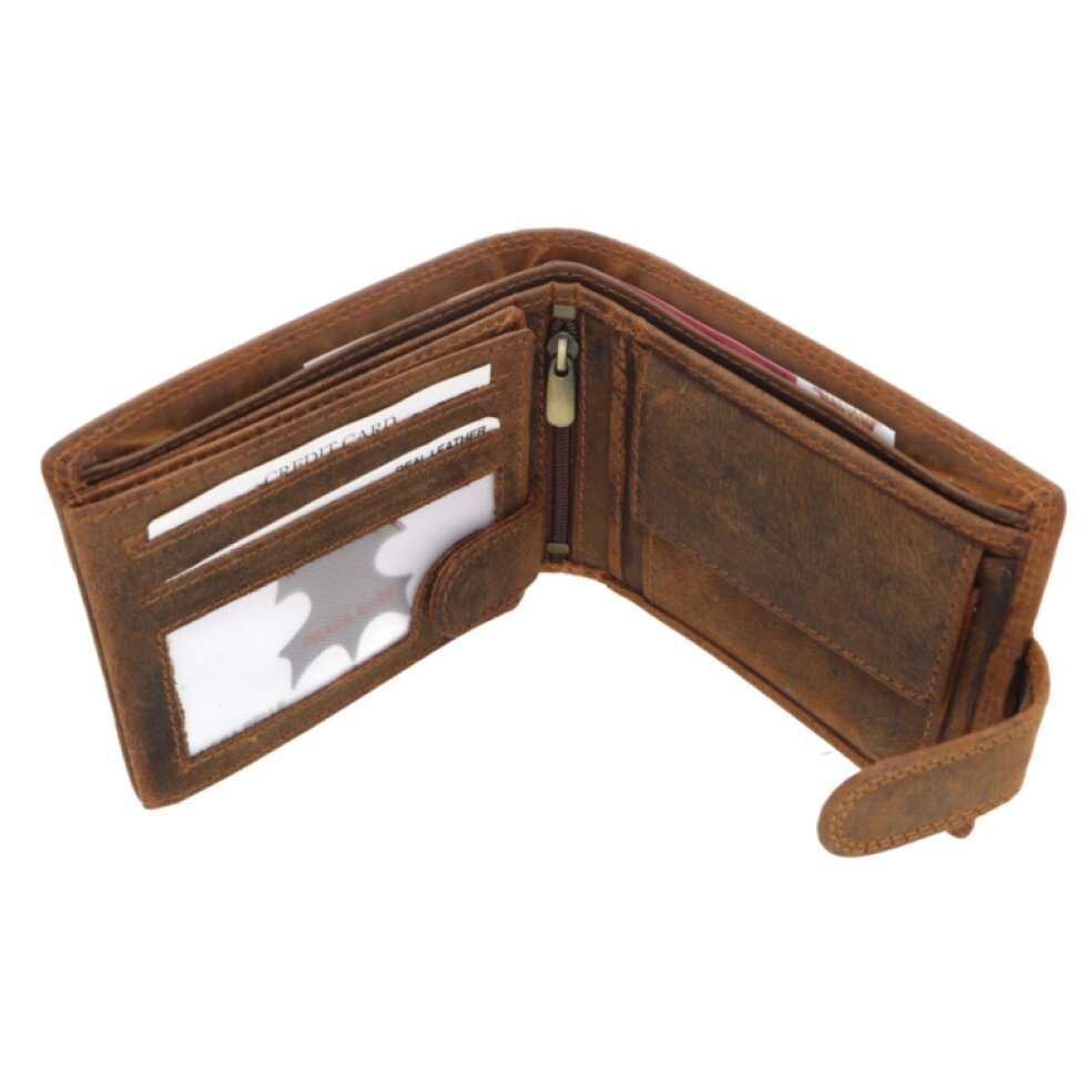 Pánská kožená peněženka hnědá s motivem Buldočka