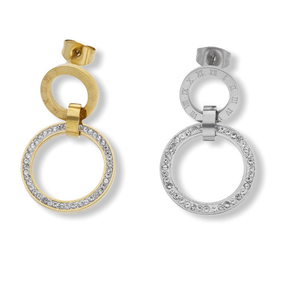 Náušnice chirurgická ocel kroužky s kamínky dvě barvy