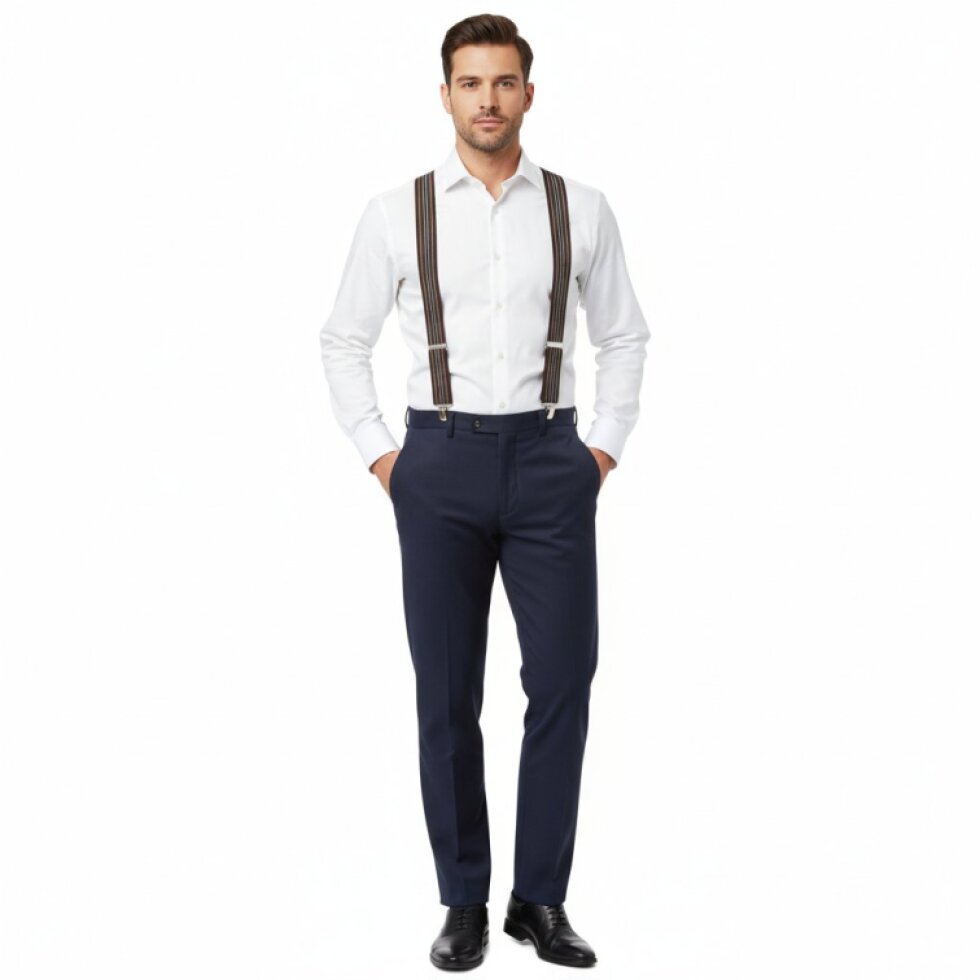 Kšandy pánské, hnědé pruhované MB2058