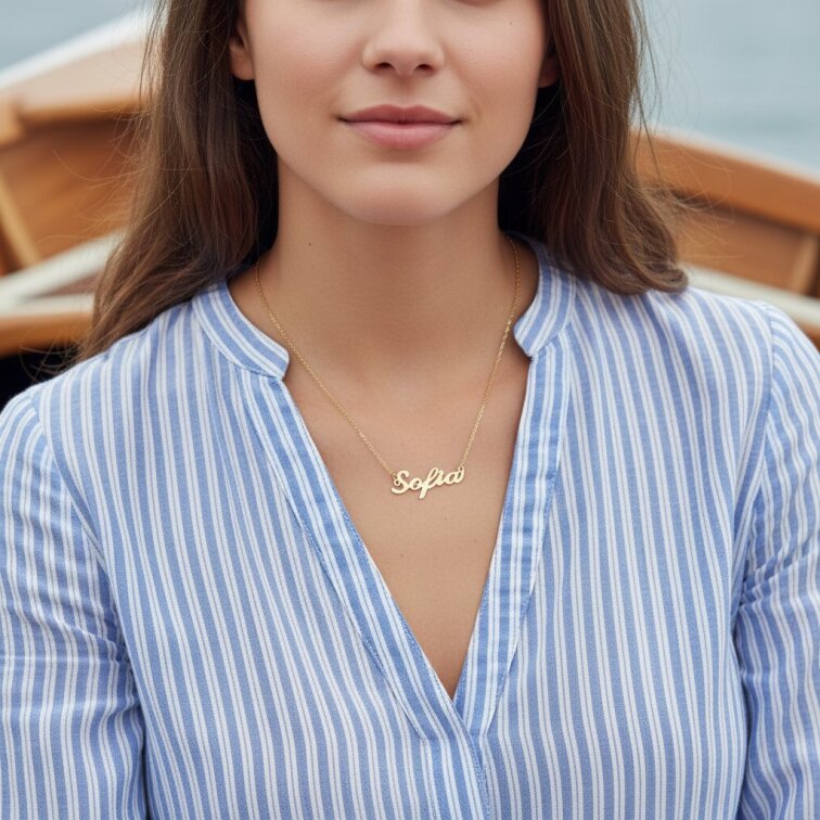 Řetízek z oceli se jménem Sofia zlatá ocel
