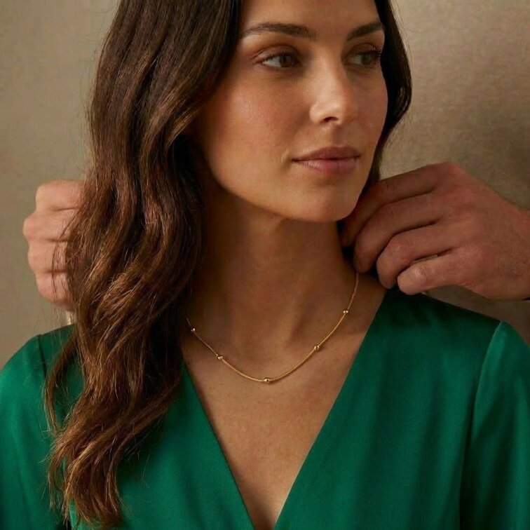 Ocelový řetízek - had s kuličkami, 50cm zlatá barva GHZ382,23