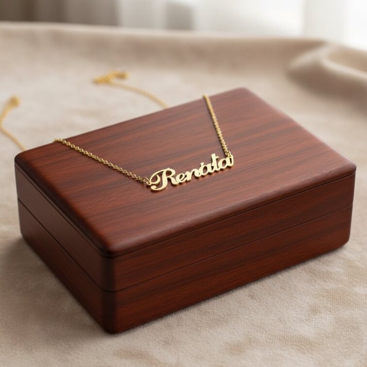 Řetízek z oceli se jménem Renáta zlatá ocel