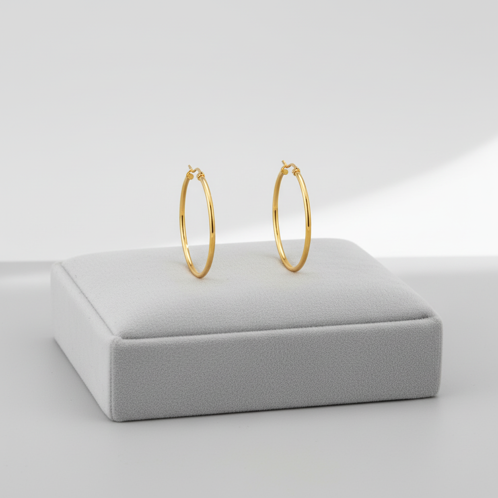 Náušnice ocelové kruhy zlaté 5,5 cm