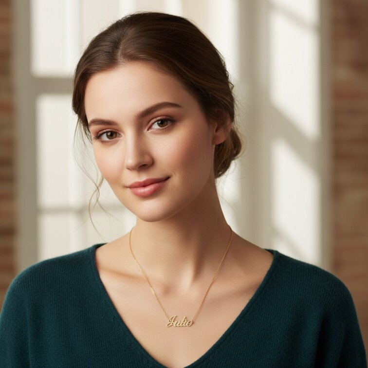 Řetízek z oceli se jménem Julie zlatá ocel