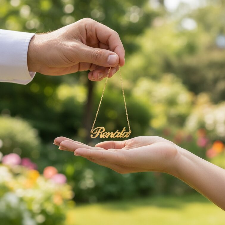Řetízek z oceli se jménem Renáta zlatá ocel
