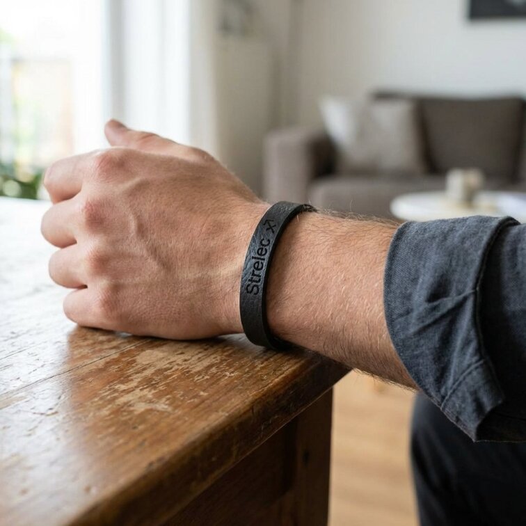 Pánský kožený náramek černý se znamením Strelec