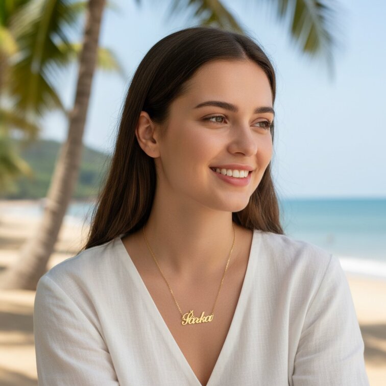 Řetízek z oceli se jménem Šárka zlatá ocel