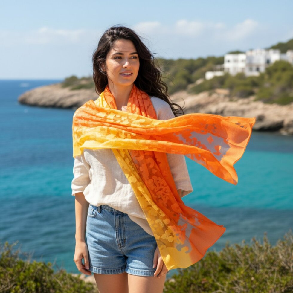 Elegantní šátek 185x67cm s kontrastním vzorem Dual Contrast-wa-185