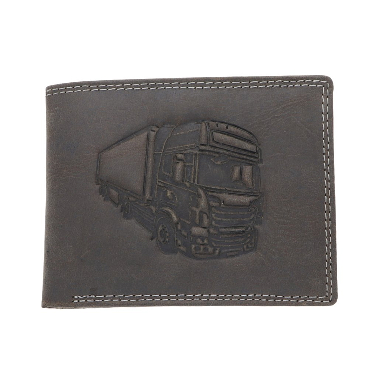 Pánská kožená peněženka černá s motivem Kamión