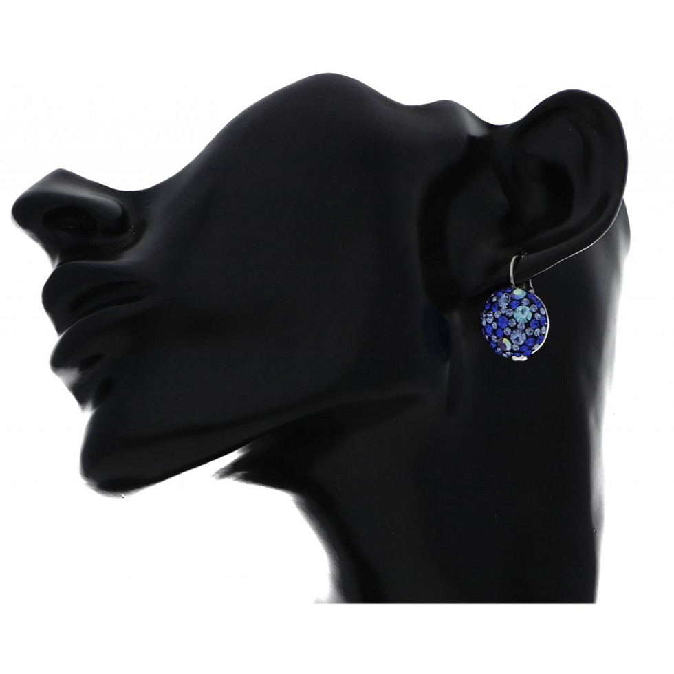 Elegantní stříbrné náušnice kruhy blue KLJ564 z chirurgické oceli