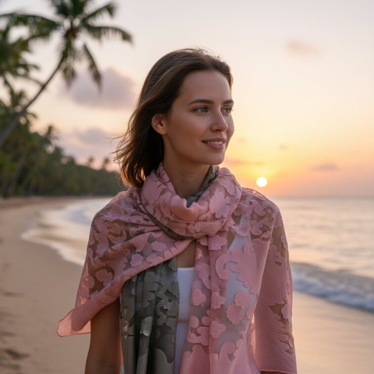 Elegantní šátek Dual Contrast 185x67cm, 85% Hedvábí