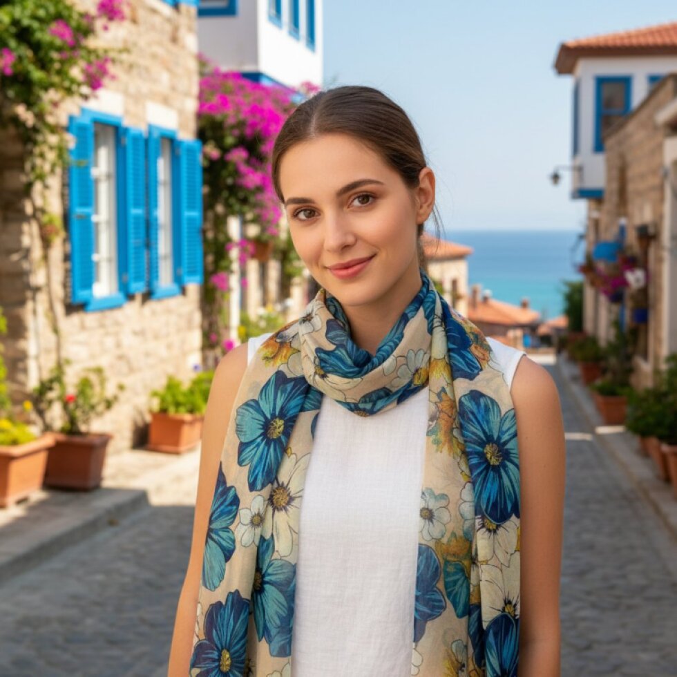 Dámská pestrobarevná šála Florela-wa-140 s květinovým vzorem