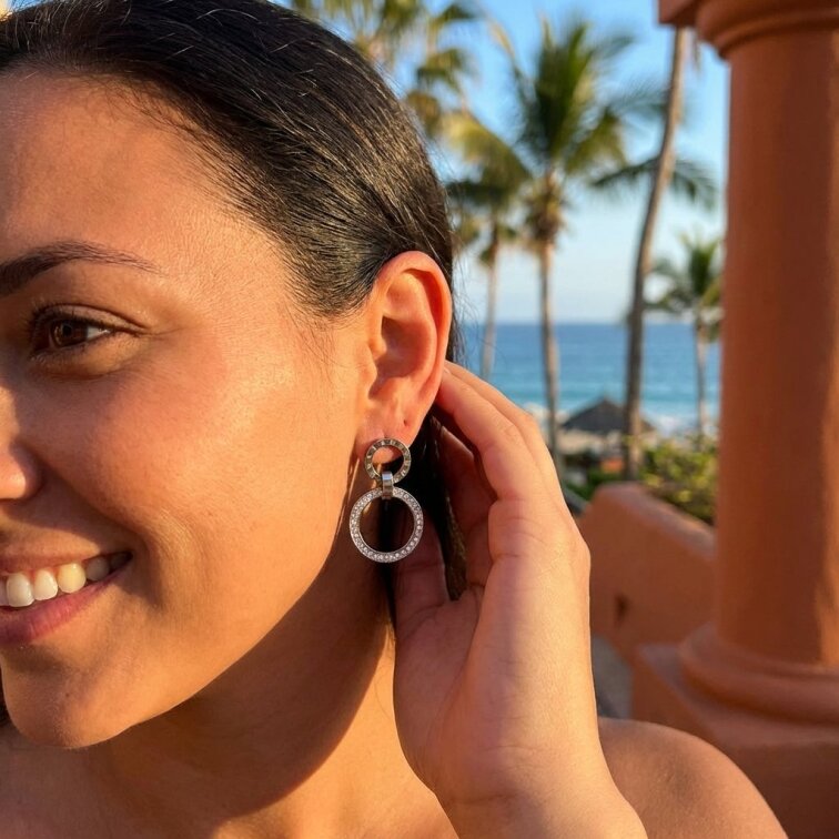 Náušnice chirurgická ocel kroužky s kamínky dvě barvy