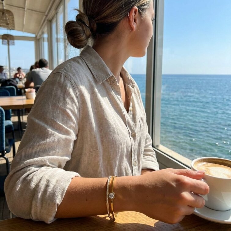 Elegantní Dámský Náramek Gold s Okem a Zirkony