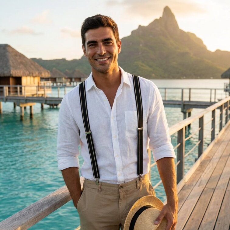 Kšandy pánské, černé pruhované MB2053