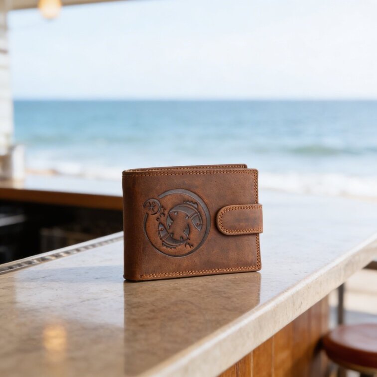 Pánská kožená peněženka se znamením Ryby