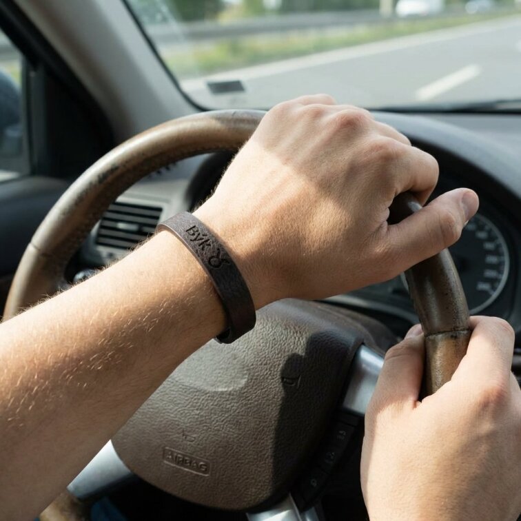 Pánský kožený náramek hnědý se znamením Býk