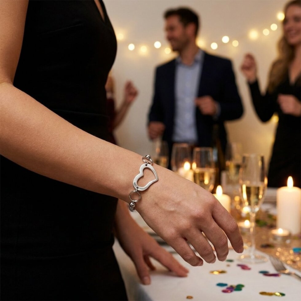 Dámský ocelový náramek srdce SL655