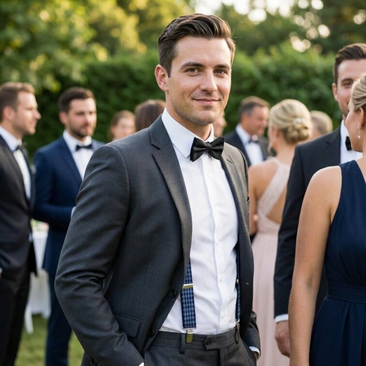 Kšandy pánské, modro-černé káro MB2031