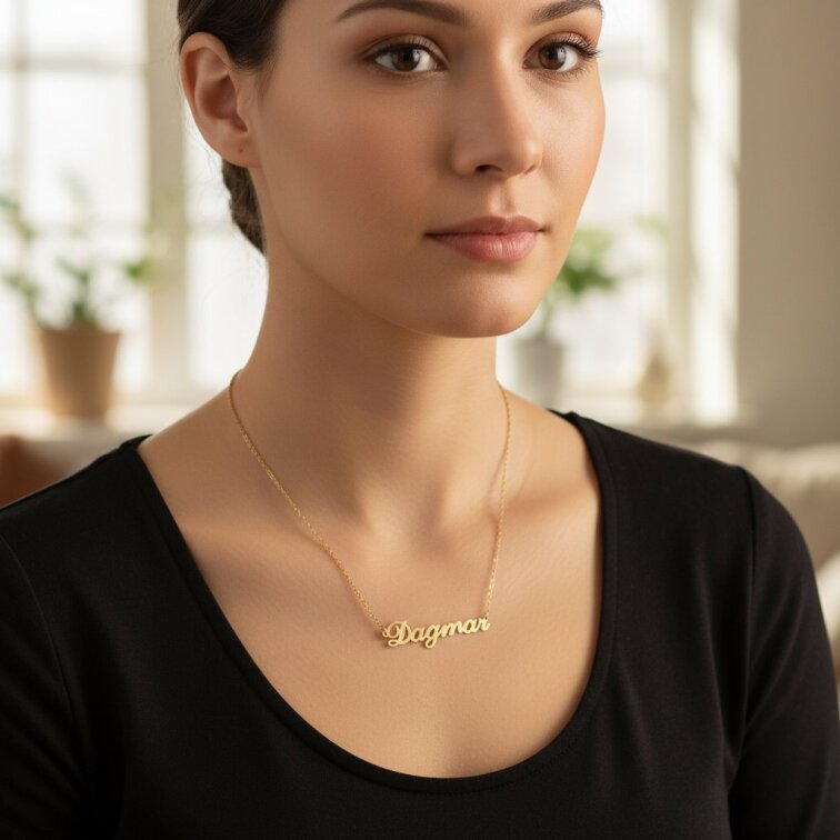 Řetízek z oceli se jménem Dagmar zlatá ocel