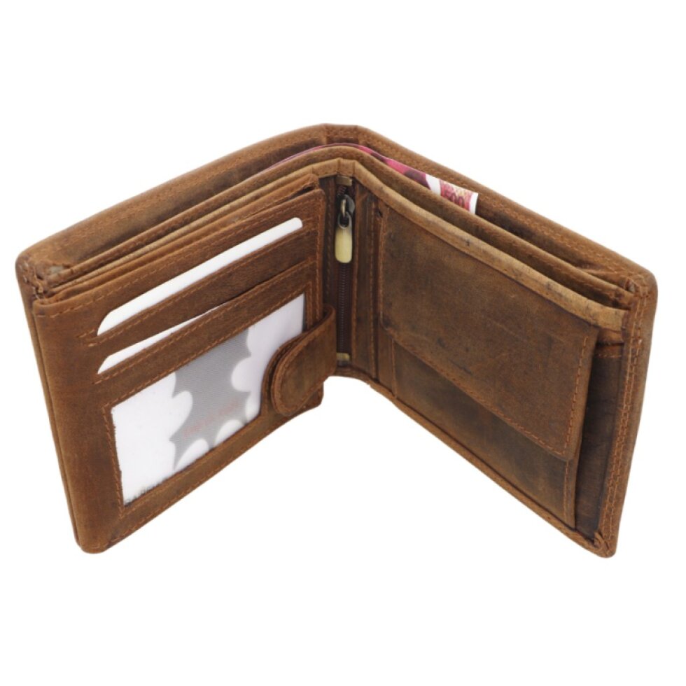 Pánská kožená peněženka hnědá s motivem Buldočka