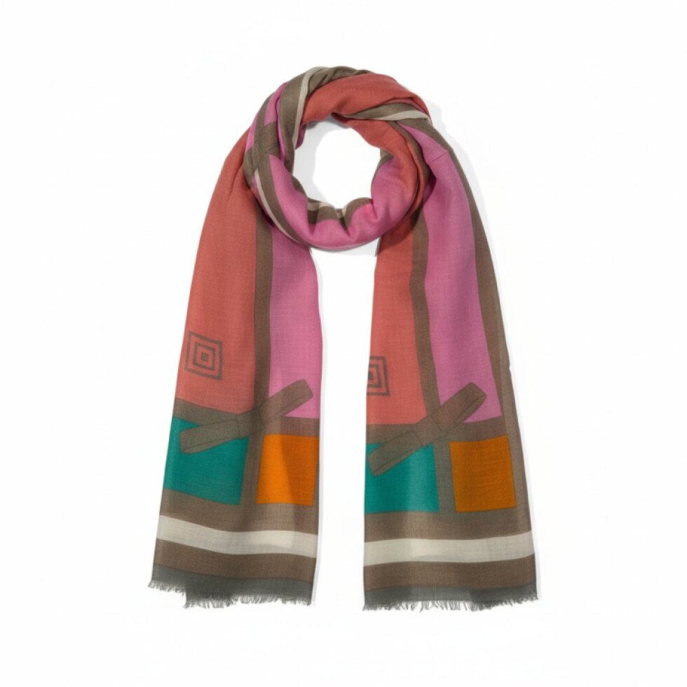 Dámský šátek s barevným lemem 185x90cm,Lemira-wa-149