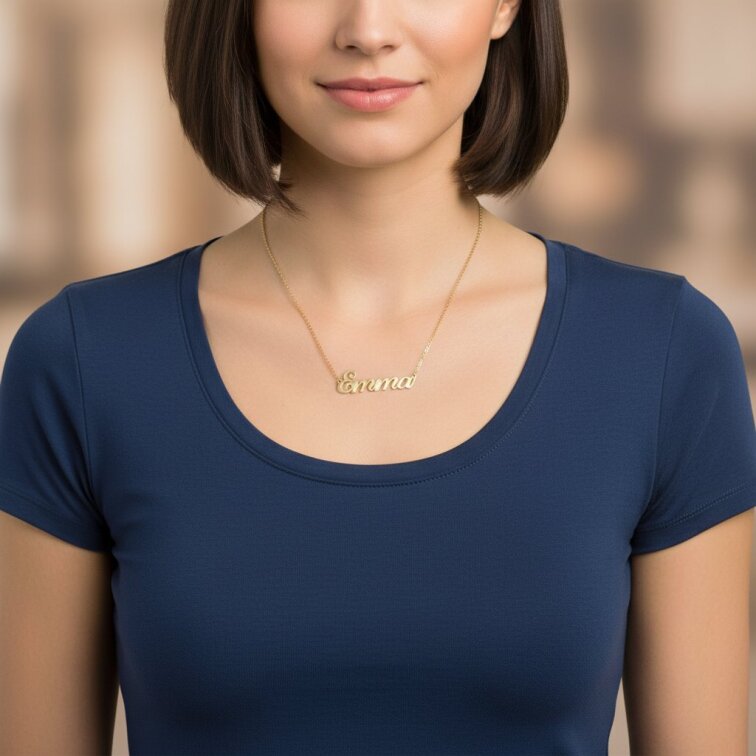 Řetízek z oceli se jménem Emma zlatá ocel