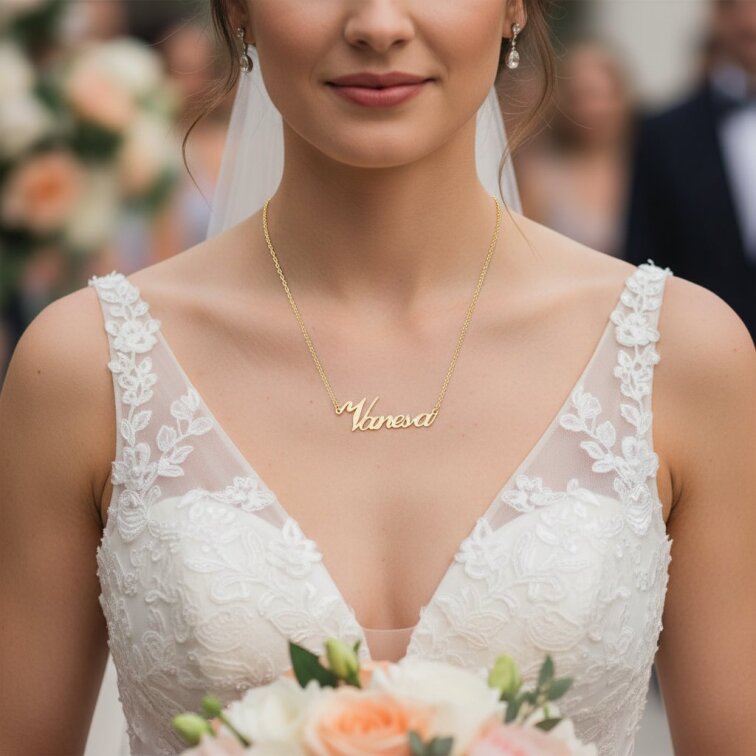 Řetízek z oceli se jménem Vanesa zlatá ocel
