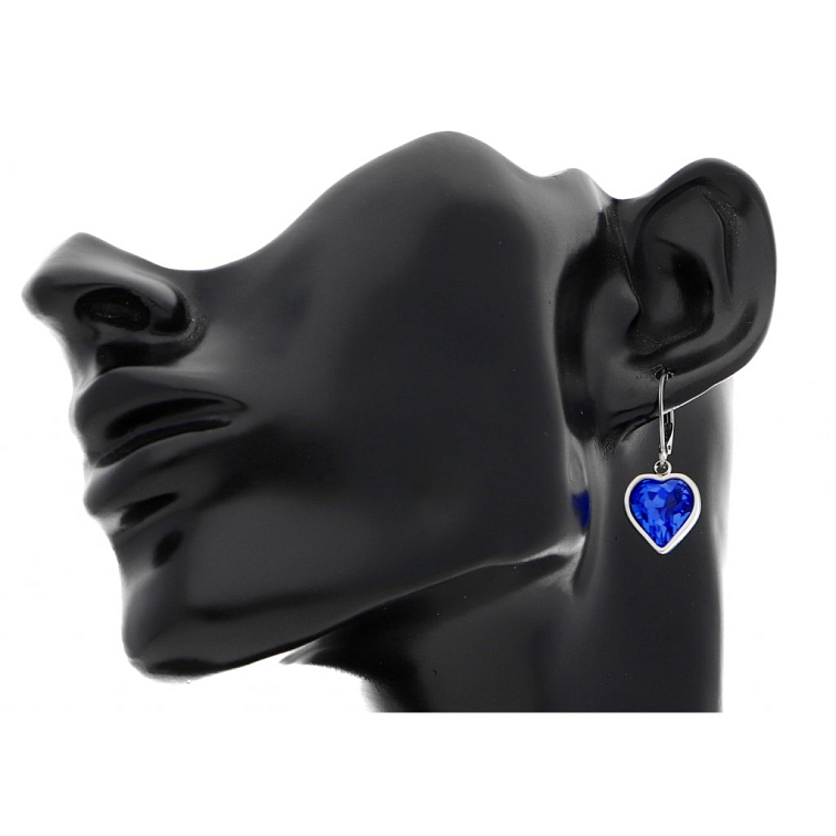 Blue náušnice srdíčko z chirurgické oceli SD749