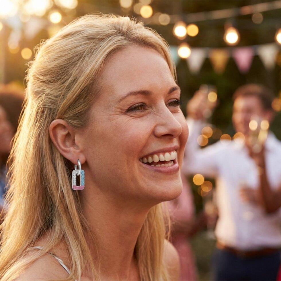 Náušnice barevné obdelníčky z chirurgické oceli se zirkony