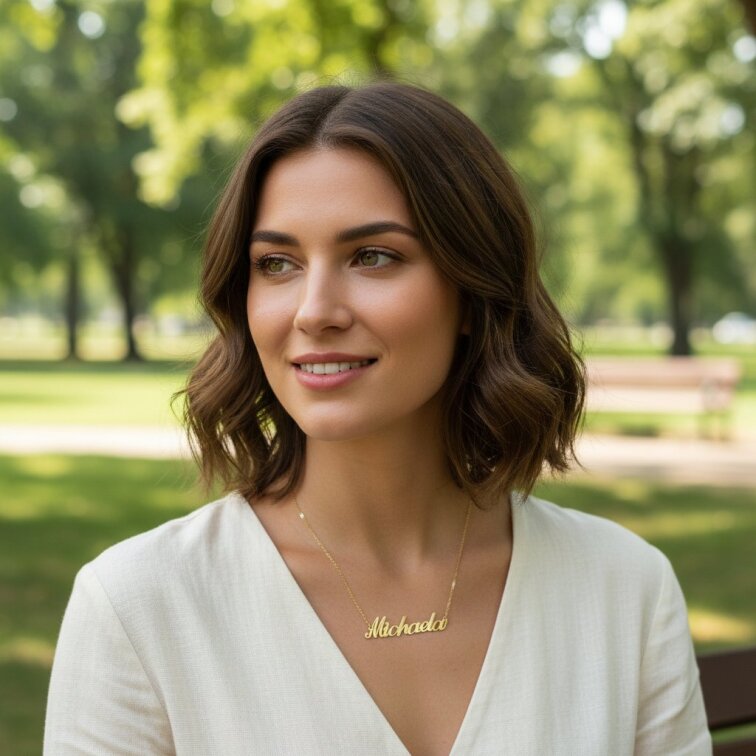 Řetízek z oceli se jménem Michaela zlatá ocel