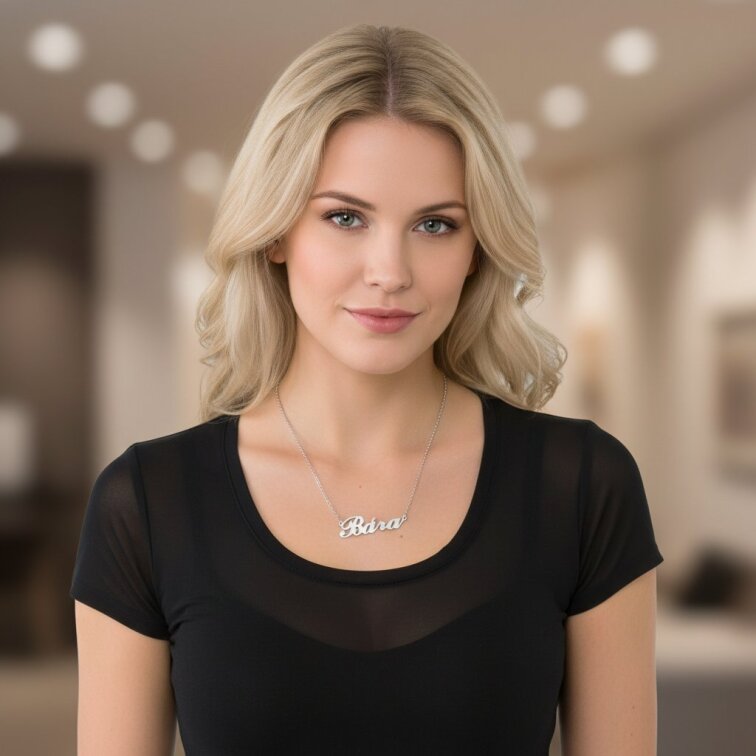 Řetízek z oceli se jménem Bára stříbrný