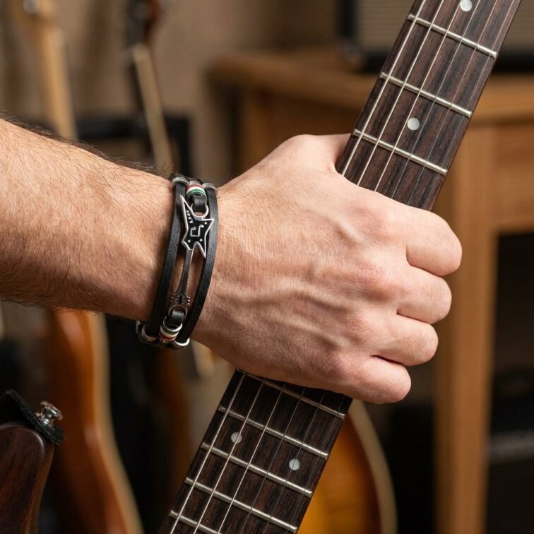 Kožený náramek s kytarou KSD203